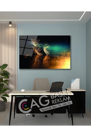 Karahindiba Göz Alıcı Estetik Şık Cam Tablo Modern Ev Ofis Salon Oda Duvar Dekoru Hediyelik