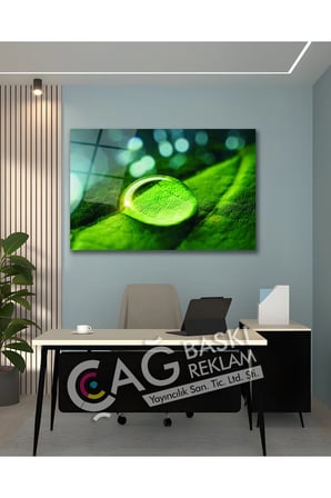 Su Damlası Doğa Göz Alıcı Estetik Cam Tablo Modern Ev Ofis Salon Oda Duvar Dekoru Hediyelik