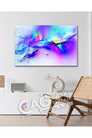 Soyut Renkli Göz Alıcı Estetik Şık Cam Tablo Modern Ev Ofis Salon Oda Duvar Dekoru Hediyelik
