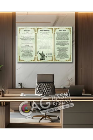 Ahilik Osmanlı Ahi Evran Cam Tablo Modern Ev Ofis Salon Oda Duvar Dekoru Hediyelik