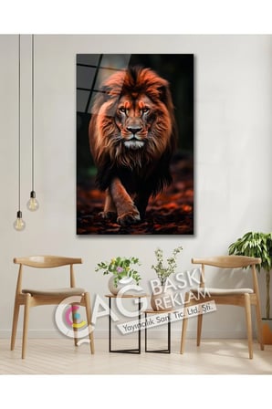 Aslan Kral Avcı Yırtıcı King Cam Tablo Modern Ev Ofis Salon Duvar Oda Dekoru Hediyelik