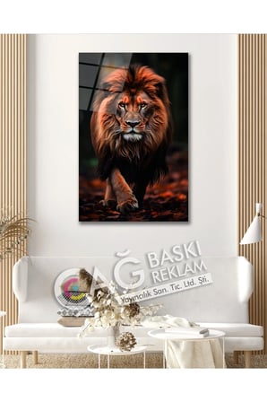 Aslan Kral Avcı Yırtıcı King Cam Tablo Modern Ev Ofis Salon Duvar Oda Dekoru Hediyelik