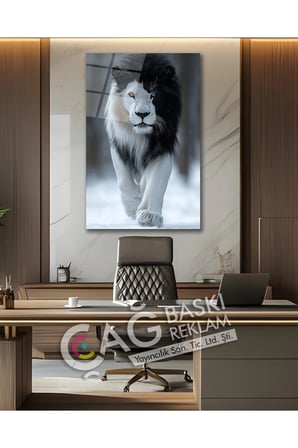 Aslan Kral Avcı Yırtıcı King Cam Tablo Modern Ev Ofis Salon Duvar Oda Dekoru Hediyelik