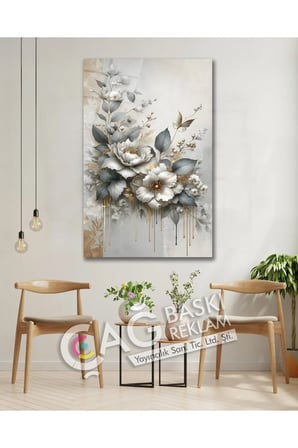 Çiçek Flower Göz Alıcı Estetik Şık Cam Tablo Modern Ev Ofis Salon Duvar Oda Dekoru Hediyelik