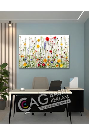 Çiçek Flower Göz Alıcı Estetik Şık Cam Tablo Modern Ev Ofis Salon Duvar Oda Dekoru Hediyelik