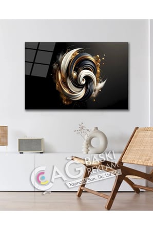 Soyut Renkli Göz Alıcı Estetik Şık Cam Tablo Modern Ev Ofis Salon Oda Duvar Dekoru Hediyelik
