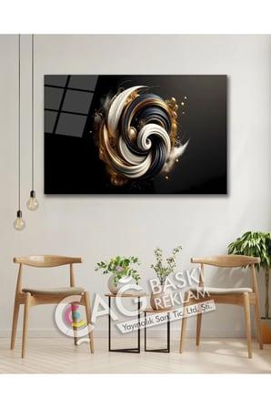 Soyut Renkli Göz Alıcı Estetik Şık Cam Tablo Modern Ev Ofis Salon Oda Duvar Dekoru Hediyelik