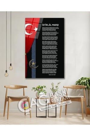 İstiklal Marşı Mehmet Akif Ersoy Cam Tablo Modern Ev Ofis Salon Duvar Oda Dekoru Hediyelik