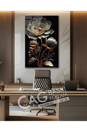 Çiçek Vitray Görünüm Göz Alıcı Estetik Şık Cam Tablo Modern Ev Ofis Salon Oda Dekoru Hediyelik