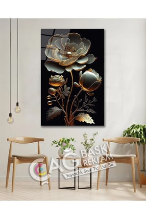 Çiçek Vitray Görünüm Göz Alıcı Estetik Şık Cam Tablo Modern Ev Ofis Salon Oda Dekoru Hediyelik