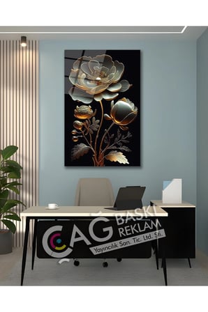 Çiçek Vitray Görünüm Göz Alıcı Estetik Şık Cam Tablo Modern Ev Ofis Salon Oda Dekoru Hediyelik