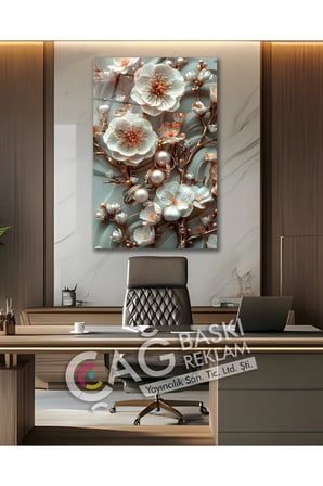 Çiçek Vitray Görünüm Göz Alıcı Estetik Cam Tablo Modern Ev Ofis Salon Oda Duvar Dekoru Hediyelik