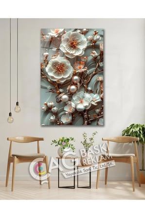Çiçek Vitray Görünüm Göz Alıcı Estetik Cam Tablo Modern Ev Ofis Salon Oda Duvar Dekoru Hediyelik