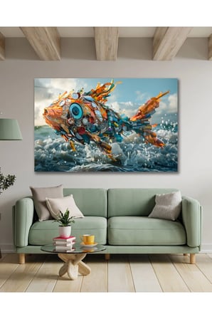 Balık Deniz Doğa Koruma Soyut Cam Tablo Modern Ev Ofis Salon Oda Duvar Dekoru Hediyelik