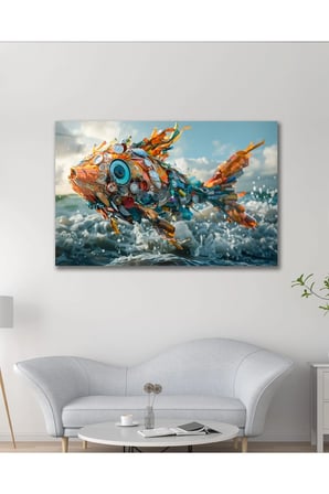 Balık Deniz Doğa Koruma Soyut Cam Tablo Modern Ev Ofis Salon Oda Duvar Dekoru Hediyelik