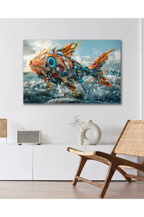 Balık Deniz Doğa Koruma Soyut Cam Tablo Modern Ev Ofis Salon Oda Duvar Dekoru Hediyelik