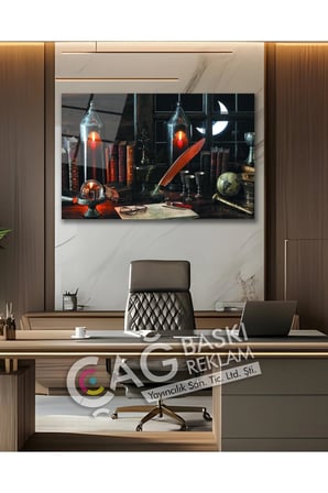 Kitaplık Çamışma Masası Okuma Cam Tablo Modern Ev Ofis Salon Oda Duvar Dekoru Hediyelik