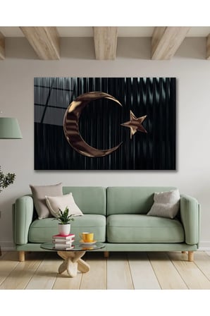 Türk Bayrağı Türkiye Bayrak Cam Tablo Modern Ev Ofis Salon Oda Duvar Dekoru Hediyelik