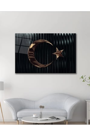 Türk Bayrağı Türkiye Bayrak Cam Tablo Modern Ev Ofis Salon Oda Duvar Dekoru Hediyelik