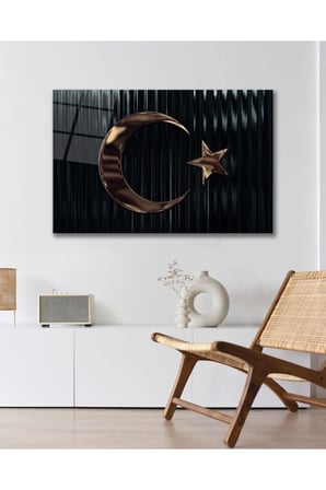 Türk Bayrağı Türkiye Bayrak Cam Tablo Modern Ev Ofis Salon Oda Duvar Dekoru Hediyelik