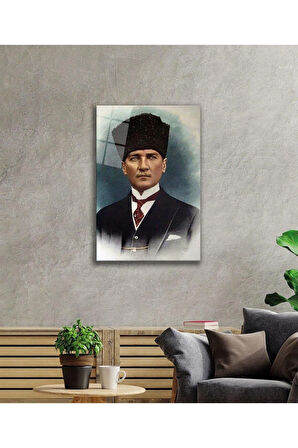 Atatürk Cam Tablo 4mm Dayanıklı Temperli Cam, Atatürk Glass Wall Art