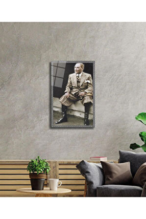 Atatürk Cam Tablo 4mm Dayanıklı Temperli Cam, Atatürk Glass Wall Art