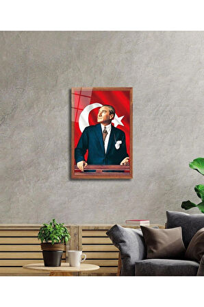 Atatürk Cam Tablo 4mm Dayanıklı Temperli Cam, Atatürk Glass Wall Art