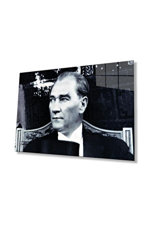 Atatürk Cam Tablo 4mm Dayanıklı Temperli Cam, Atatürk Glass Wall Art