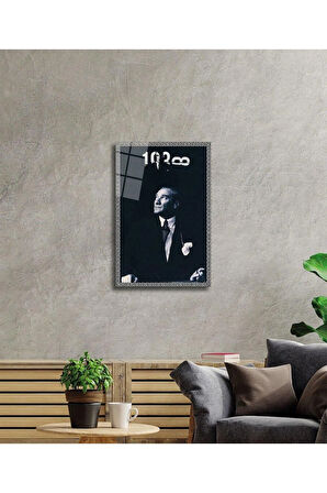 Atatürk Cam Tablo 4mm Dayanıklı Temperli Cam, Atatürk Glass Wall Art