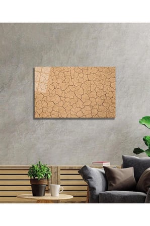 Çöl Kuru Çatlak Toprak 4mm Dayanıklı Cam Tablo Temperli Cam, Desert Dry Cracked Soil Glass Wall Art