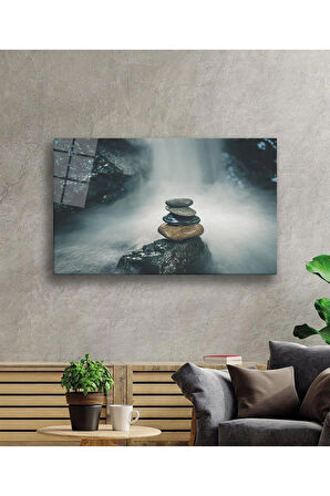Taşlar Cam Tablo 4mm Dayanıklı Temperli Cam stones Glass Wall Art