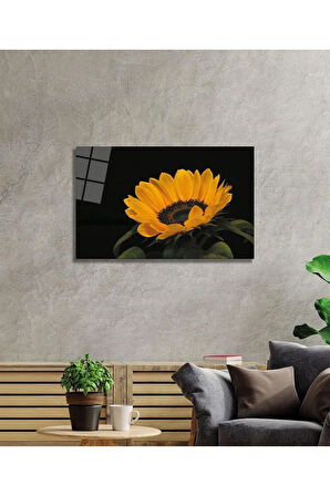 Ay Çiçeği Günebakan 4mm Dayanıklı Cam Tablo Temperli Cam , Sunflower Glass Wall Art