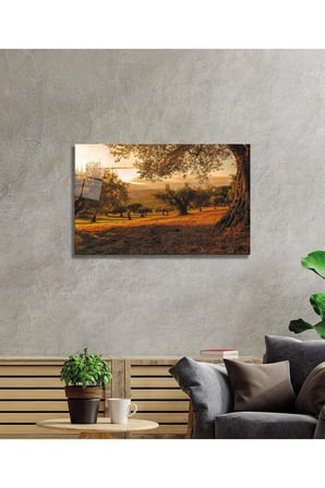 Son Bahar Cam Tablo 4mm Dayanıklı Cam Tablo Temperli Cam, Autumn Glass Painting Glass Wall Art