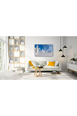 Karlı Doğa Cam Tablo 4mm Dayanıklı Temperli Cam