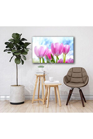 Doğa Lale Çiçekler Cam Tablo 4mm Dayanıklı Temperli Cam