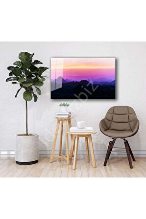 Günbatımı Manzara Doğa Cam Tablo 4mm Dayanıklı Temperli Cam