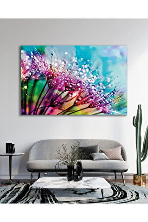 Karahindiba Çiçek Manzara Cam Tablo Modern Ev Ofis Salon Hediyelik Büyük Tablo Duvar Dekoru