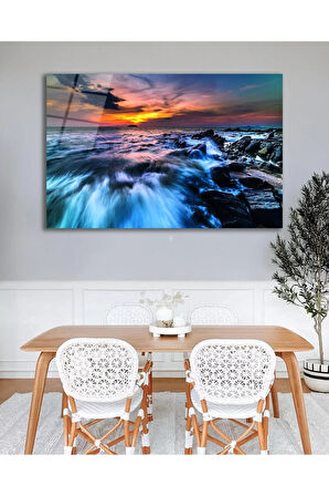 Manzara Deniz Cam Tablo, Ev Ofis Salon Hediyelik Duvar Dekoru