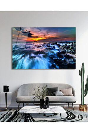 Manzara Deniz Cam Tablo, Ev Ofis Salon Hediyelik Duvar Dekoru
