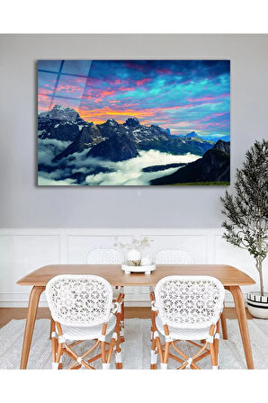 Manzara Dağ Cam Tablo Modern Ev Ofis Salon Hediyelik Büyük Tablo Duvar Dekoru