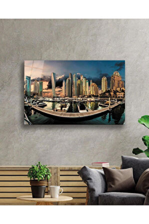 Şehir Manzara Cam Tablo 4mm Dayanıklı Temperli Cam City Landscape Glass Table 4mm Durable Tempered