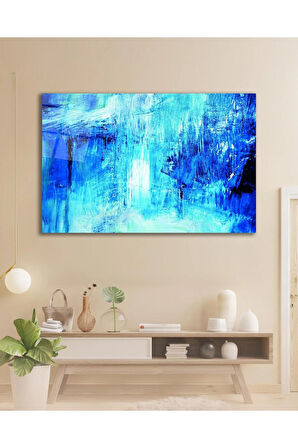 Mavi Manzara Cam Tablo, Ev Ofis Salon Hediyelik Duvar Dekoru