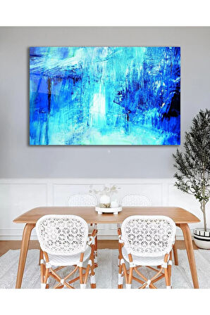 Mavi Manzara Cam Tablo, Ev Ofis Salon Hediyelik Duvar Dekoru