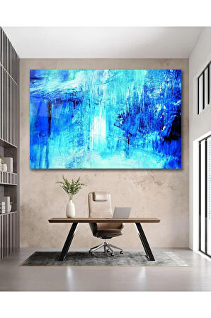 Mavi Manzara Cam Tablo, Ev Ofis Salon Hediyelik Duvar Dekoru
