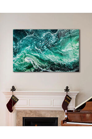 Deniz Dalga Manzara Cam Tablo , Ev Ofis Salon Hediyelik Duvar Dekoru