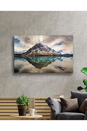 Dağ Yansıma Manzara Cam Tablo 4mm Dayanıklı Temperli Cam Mountain Reflection Landscape Glass Table