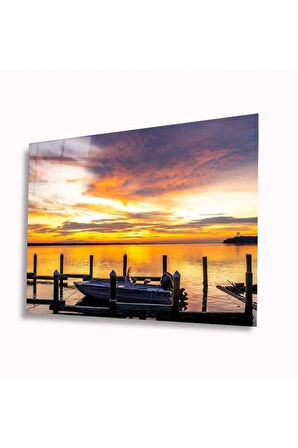 Denizde Günbatımı Cam Tablo 4mm Dayanıklı Temperli Cam
