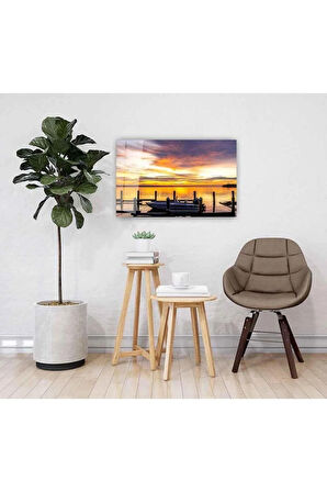 Denizde Günbatımı Cam Tablo 4mm Dayanıklı Temperli Cam