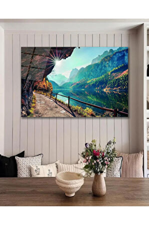 Manzara Göl Cam Tablo, Ev Ofis Salon Hediyelik Duvar Dekoru