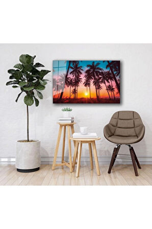 Günbatımı Manzara Cam Tablo 4mm Dayanıklı Temperli Cam